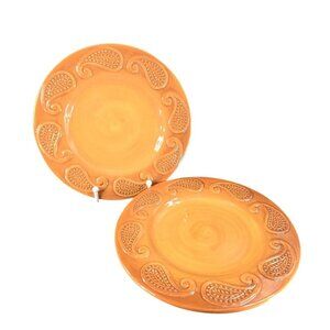Deb Hrabik DEMDACO Indian Summer Ceramic Dish Plate Round 2007 Set 2 Plates